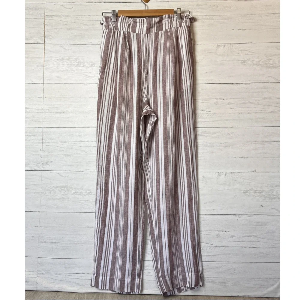 Lemlem by Liya Kebede X H&M Pants Womens Size Small 100% Linen Striped Paperbag